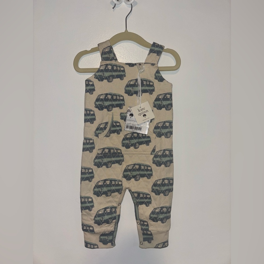 *NWT* Kate Quinn baby quilted kanga pocket overall onesie (unisex)